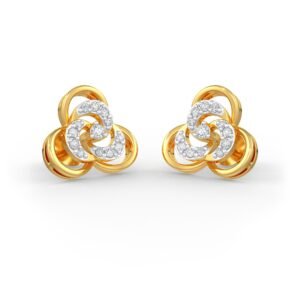 diamond and gold earrings front angle