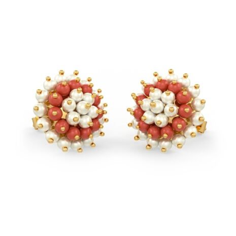 SER-30940 (1) Pearl and Coral Earrings