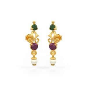 ruby emerald purl earrings