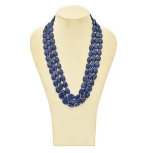 Blue Oval Shape Beads Necklace
