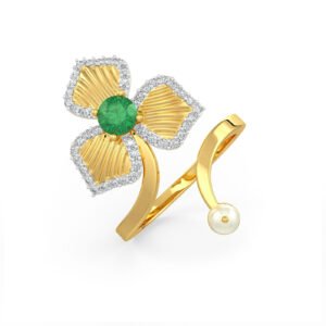 Blooming Tales Ring with Emerald stud