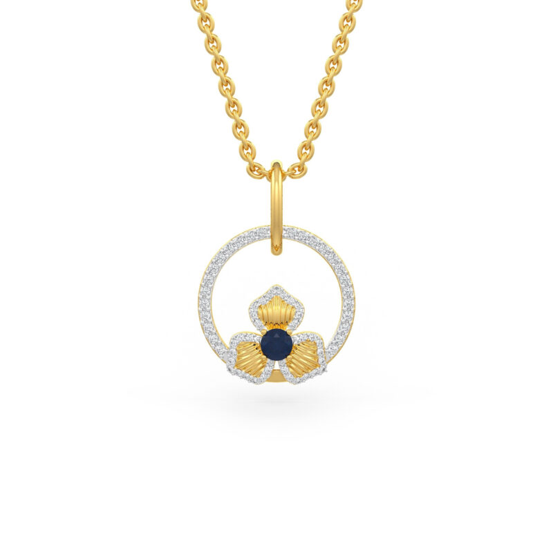 Womens Diamond Sapphire Pendant