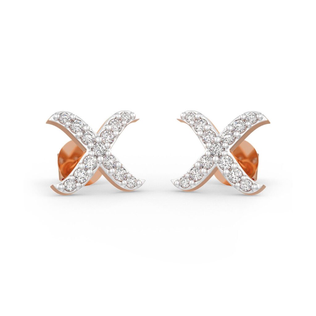 Cross Diamond Stud Earrings