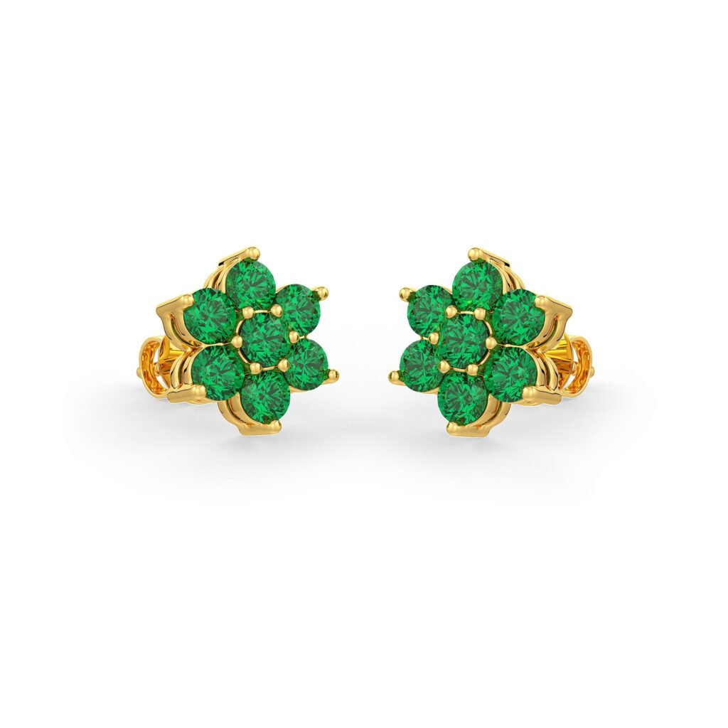 Green Petals Emerald Earrings