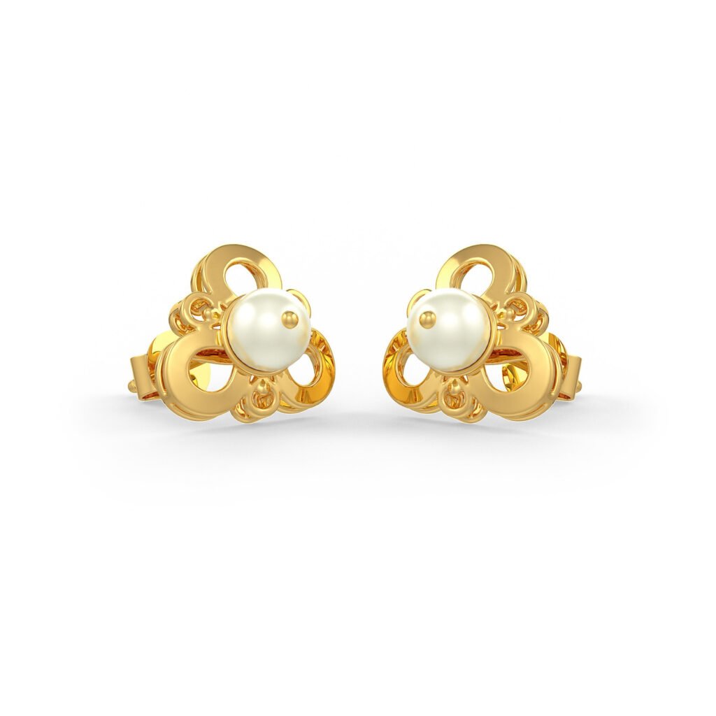 Pearl Eye Gold Earrings